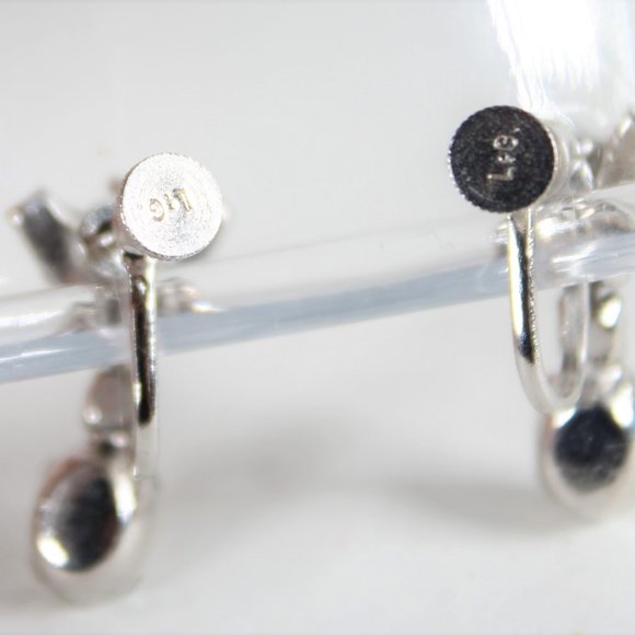 Vintage 1960s Silver-Toned Metal Clear Rhinestone Screw-Back Clip-On Earrings - Picture 4 of 4